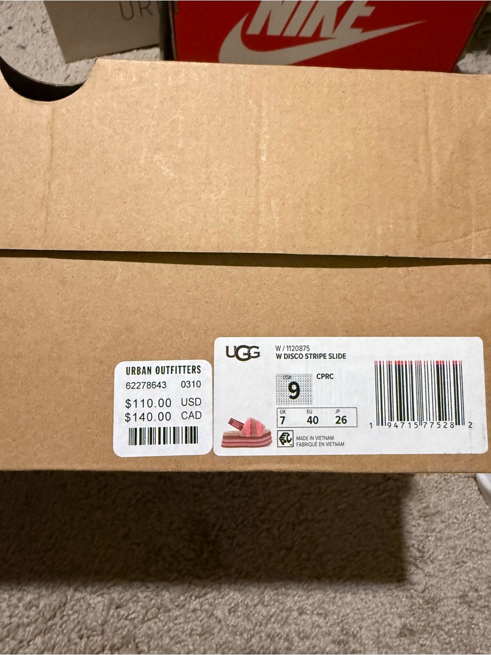 UGG Disco Stripe Slide Pink Size 9 Women’s NIB New in Box - Picture 5 of 5